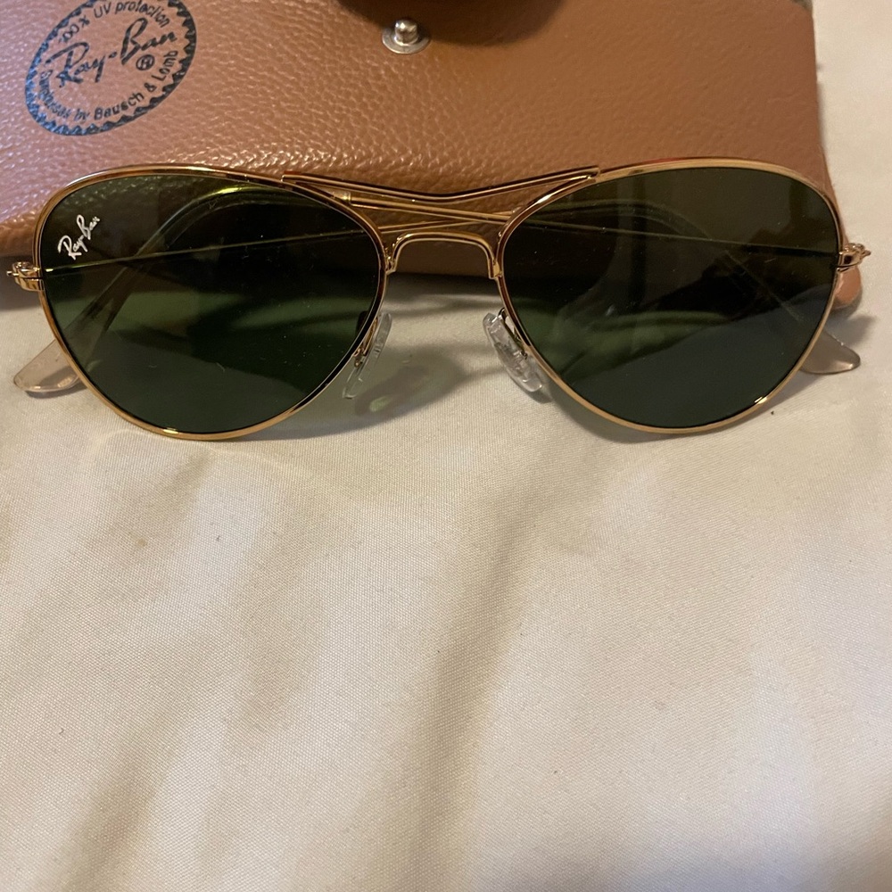 Ray-Ban Gold and Green Aviator Sunglasses